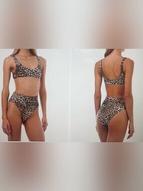 NWT MALAI HOP JAZZ-MOON BAY BIKINI Swimsuit Top & Bottom size S Leopard Swim Set